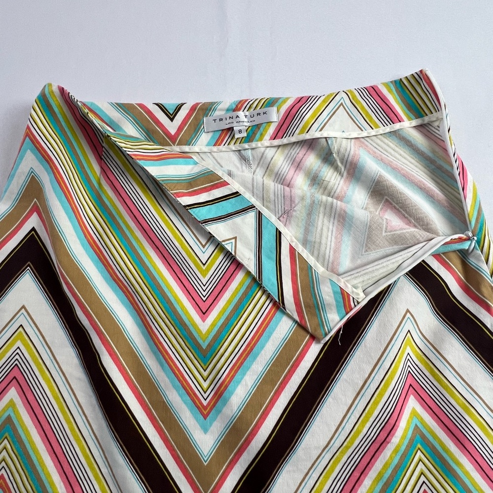 Trina Turk Colorful Stripe Linen Cotton Spandex Summer Vacation Pencil Skirt - Picture 10 of 11